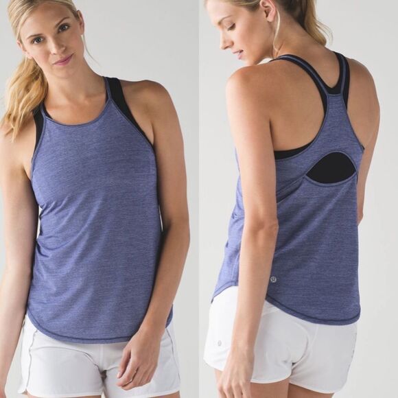 Lululemon Fast As Light Singlet Heathered Emperor Blue Size 10 - Picture 1 of 12